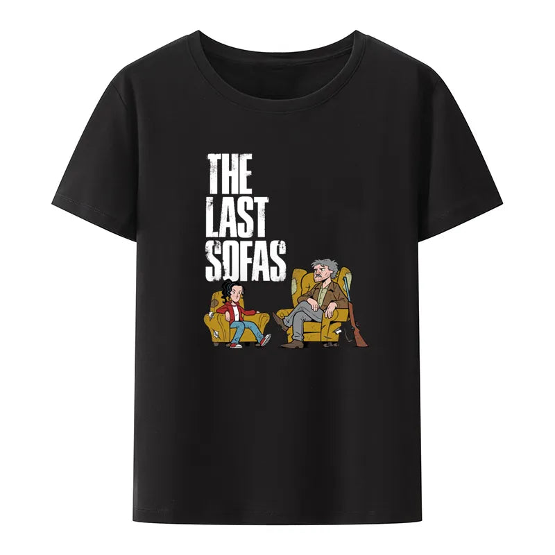 The Last Sofas Funny Cartoon Tlou Light Cotton Tshirt - Black / XXXL Available at 2Fast2See.co