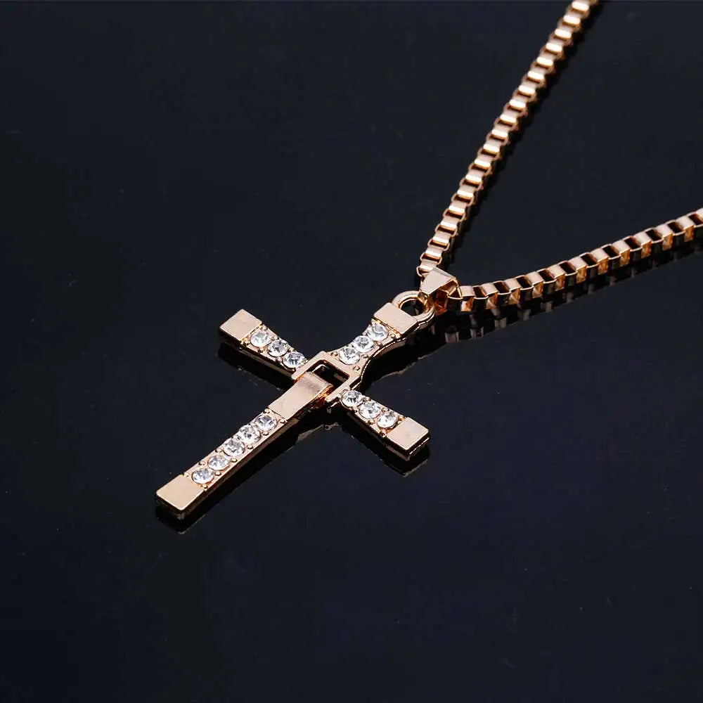 The Fast and The Furious Dominic Toretto Crystal Silver Cross - Gold Available at 2Fast2See.co