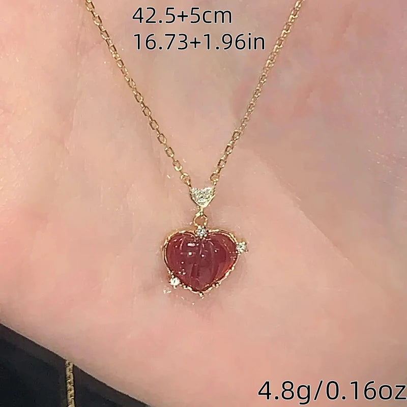 Aesthetic Red Heart Necklaces for Women Premium Jewelry Gifts