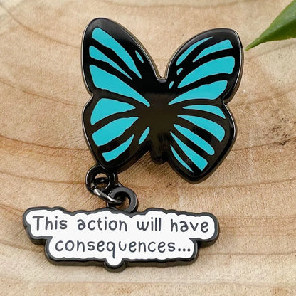 Life Is Strange This Action Will Have Consequences Butterfly Enamel Brooch with Keychain