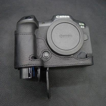 Leather Camera Case - Canon EOS R5 R6 - Black Available at 2Fast2See.co