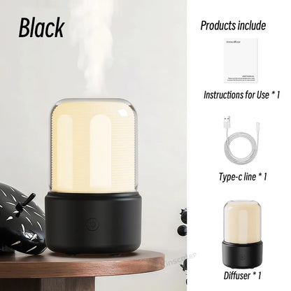 Mini Aroma Air Humidifier with Essential Night Light - A Black 120ml Available at 2Fast2See.co