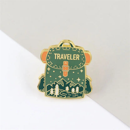 Traveler Backpack Lapel Pin Green Camping Outdoors