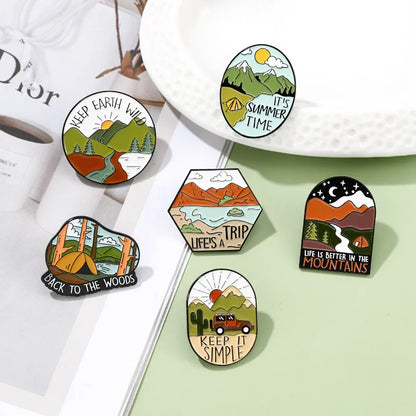 It's Summer Time Outdoors Camping Hiking Enamel Pin Brooch