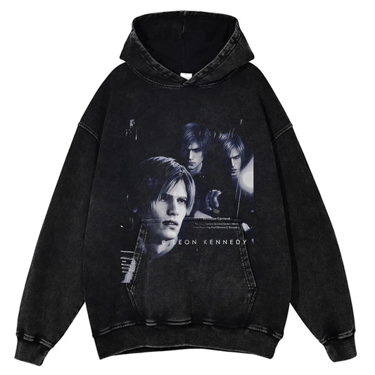 Resident Evil Game Leon Kennedy Inspired Vintage Hoodie