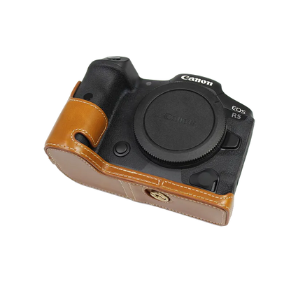 Leather Camera Case - Canon EOS R5 R6 - PU Brown Available at 2Fast2See.co