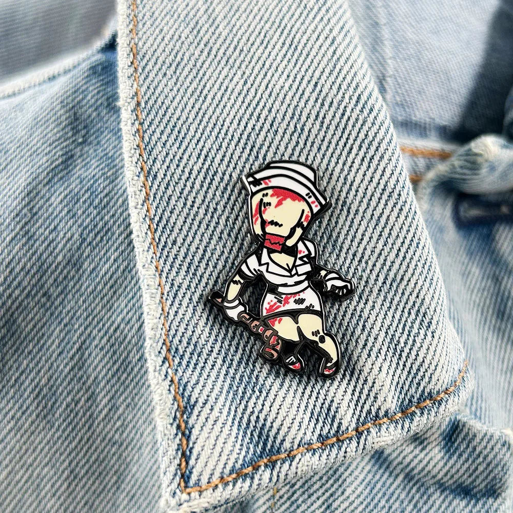 Silent Hill 2 Bloody Nurse Enamel Pin Horror Game Character Inspired Badge