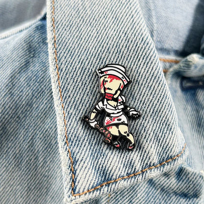 Silent Hill 2 Bloody Nurse Enamel Pin Horror Game Character Inspired Badge