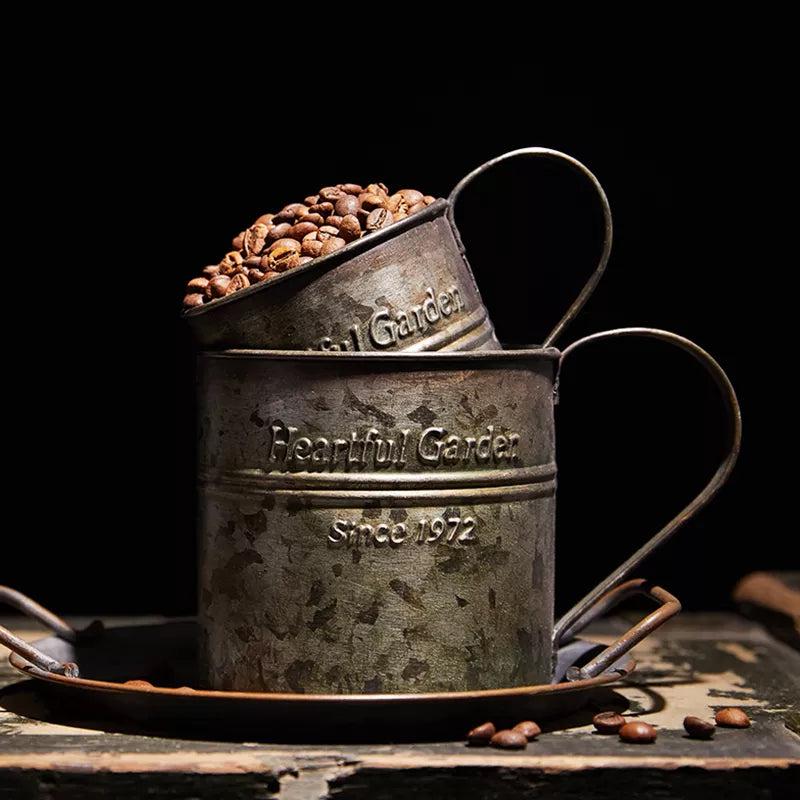 Photography Prop - Retro Cup & Iron Flower Bucket - Available at 2Fast2See.co