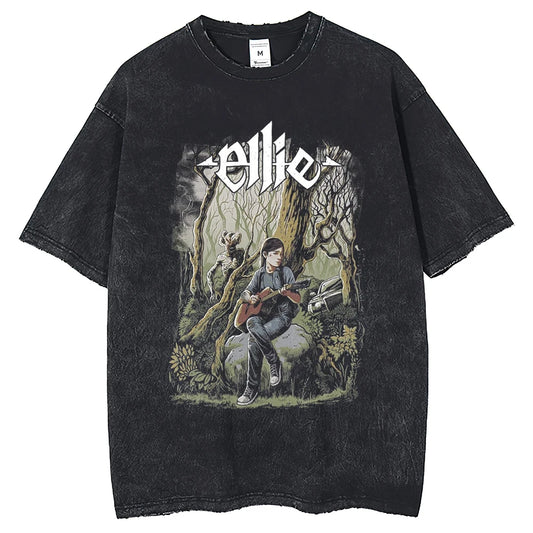 The Last of Us Ellie With Guitar Retro Inspired Vintage Tshirt