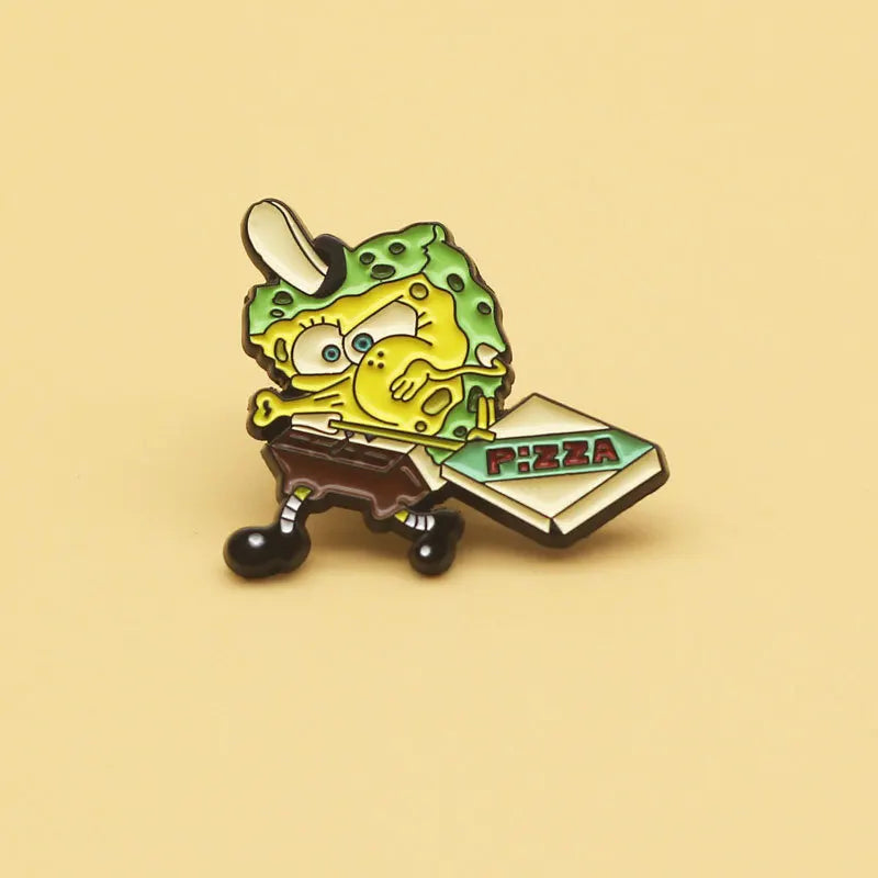 Spongebob with Pizza Enamel Pin - Spongebob Available at 2Fast2See.co