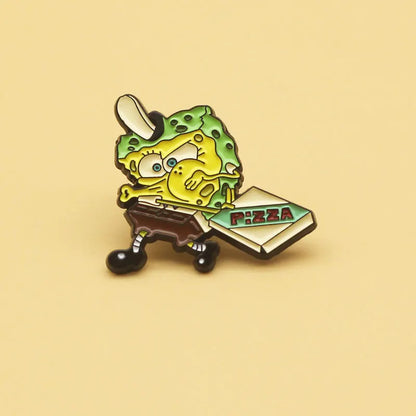 Spongebob with Pizza Enamel Pin - Spongebob Available at 2Fast2See.co