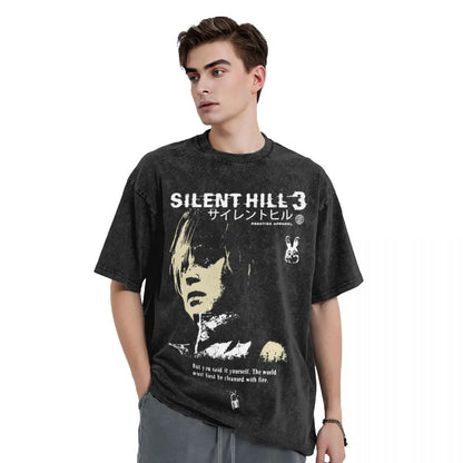 Silent Hill 3 Washed Cotton Tshirt Classic Video Game Casual
