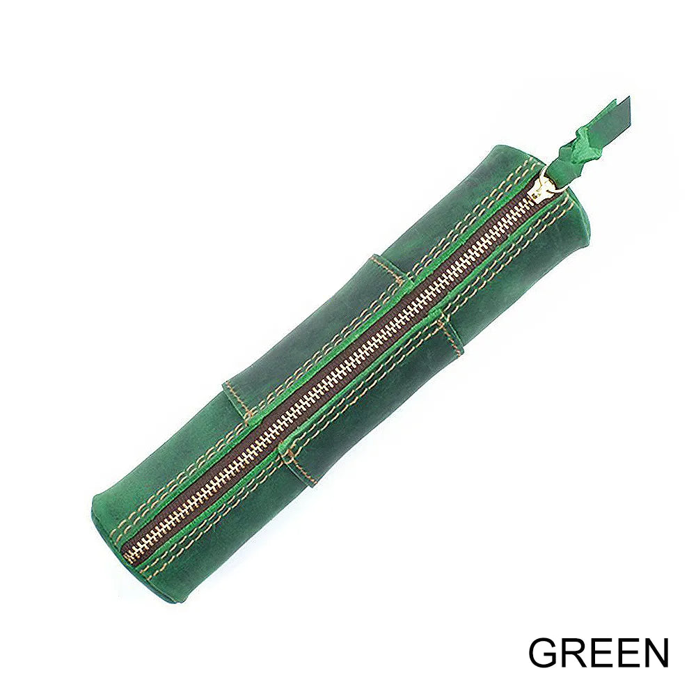 Vintage Leather Pencil Case - Green Available at 2Fast2See.co
