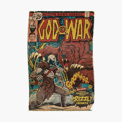 God Of War Grizzly Encounter Comic Book Cover Poster