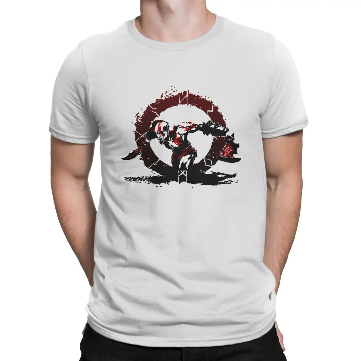 God Of War Kratos TShirt - White / L Available at 2Fast2See.co