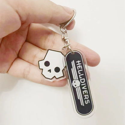 Hell Divers 2 Game Skull Key Ring  Gift For Gamer