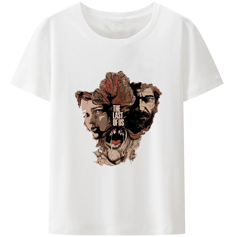 The Last of Us Ellie x Joel x Clicker Cotton Tshirt - White / XXL Available at 2Fast2See.co