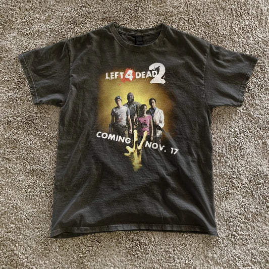 Left 4 Dead 2 Tshirt Vintage Aesthetic Gaming Tee - Black / 2XL Available at 2Fast2See.co