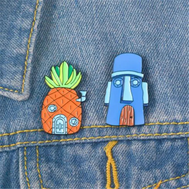 SpongeBob's & Squidward's House Enamel Pins - Available at 2Fast2See.co