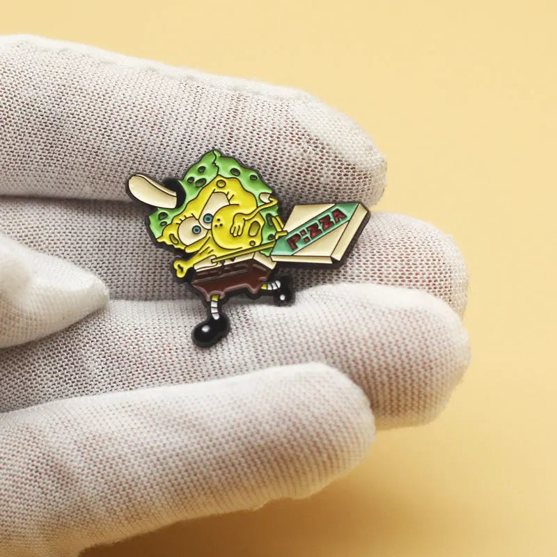 Spongebob with Pizza Enamel Pin - Available at 2Fast2See.co