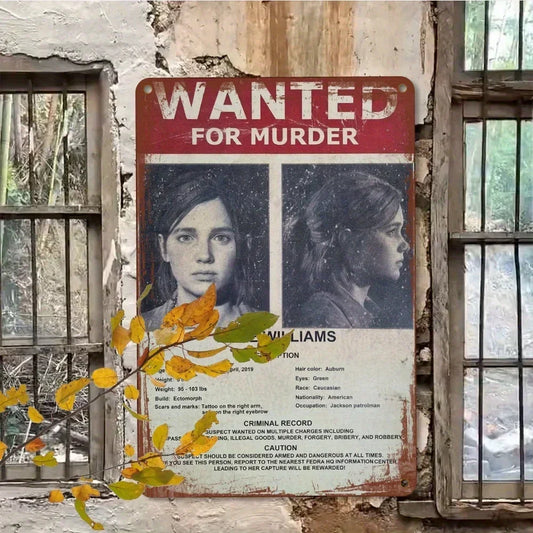 Wanted for Murder Ellie Williams Metal Sign Vintage