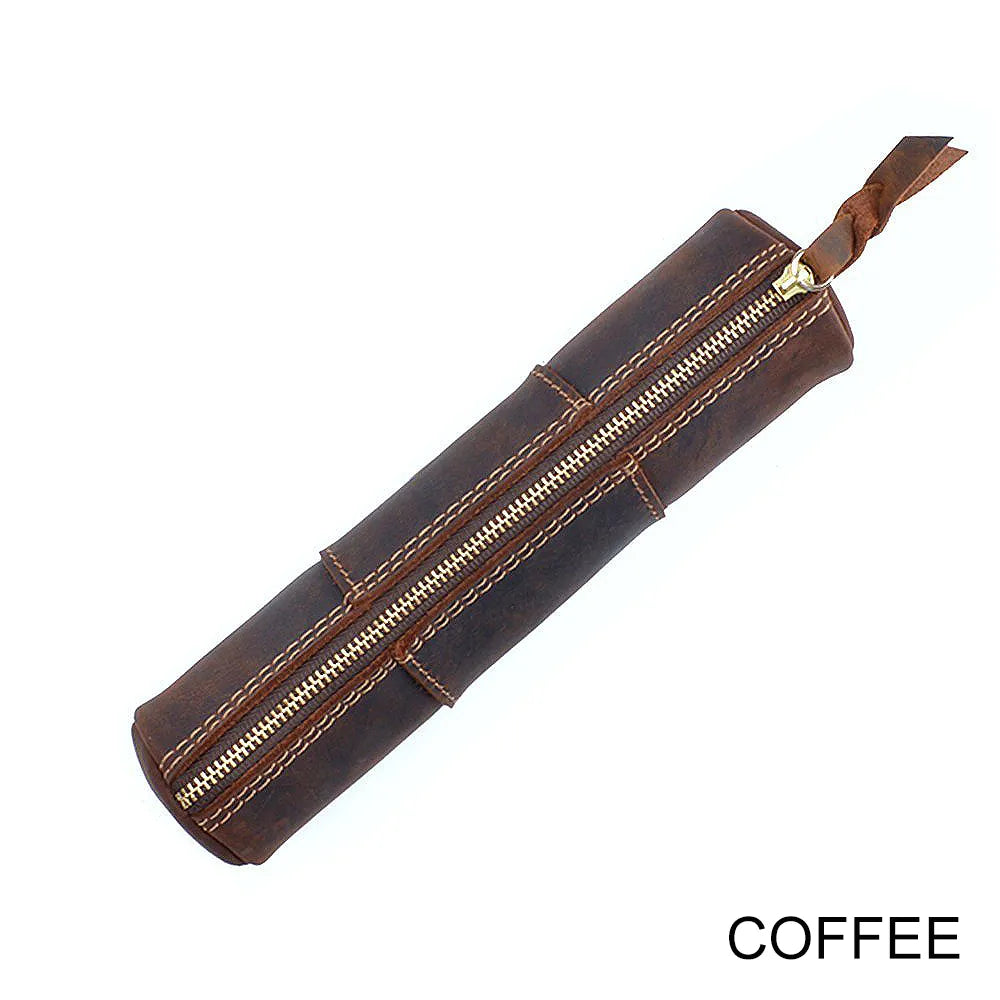 Vintage Leather Pencil Case - Coffee Available at 2Fast2See.co