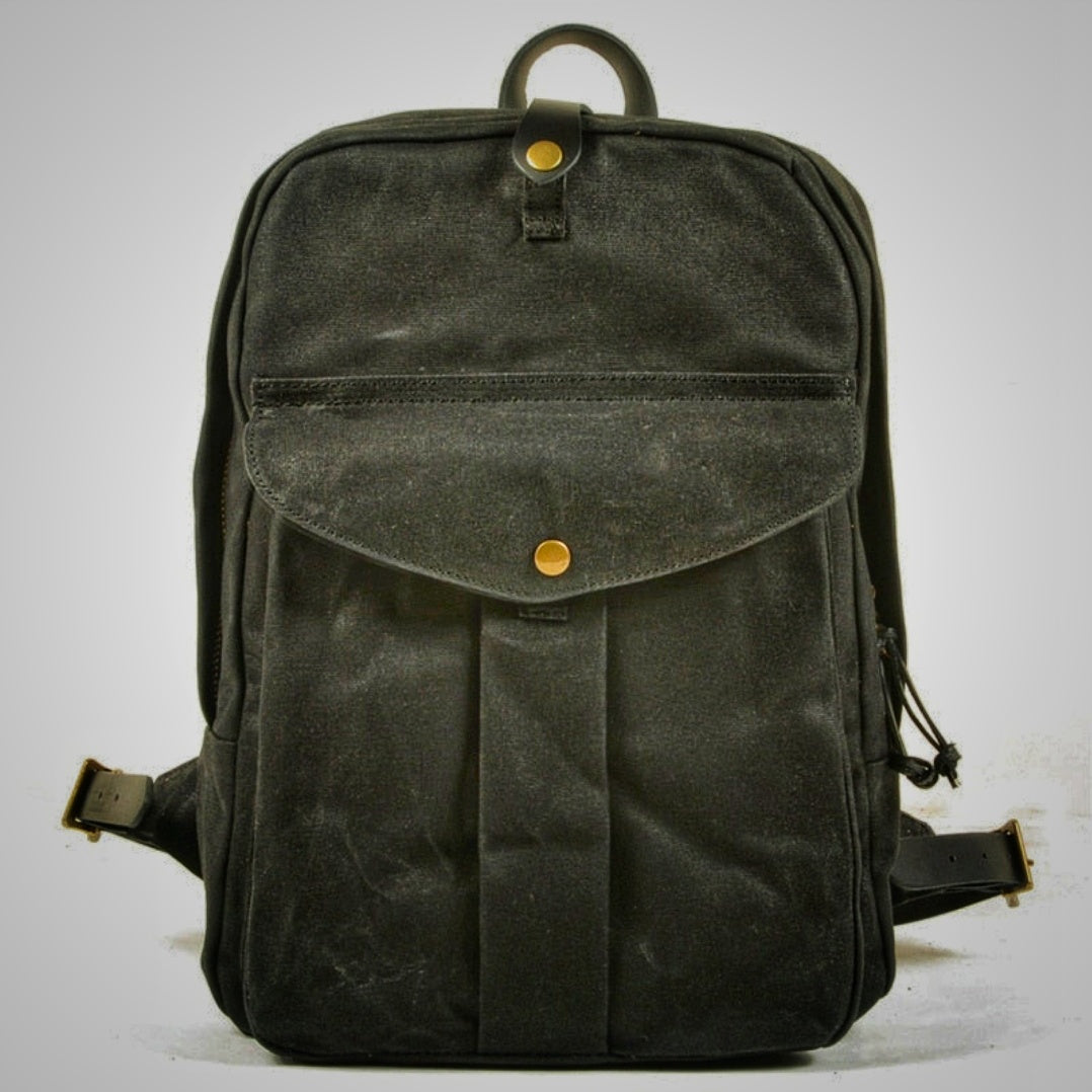 Vintage Waterproof American Backpack from Canvas - Black Available at 2Fast2See.co