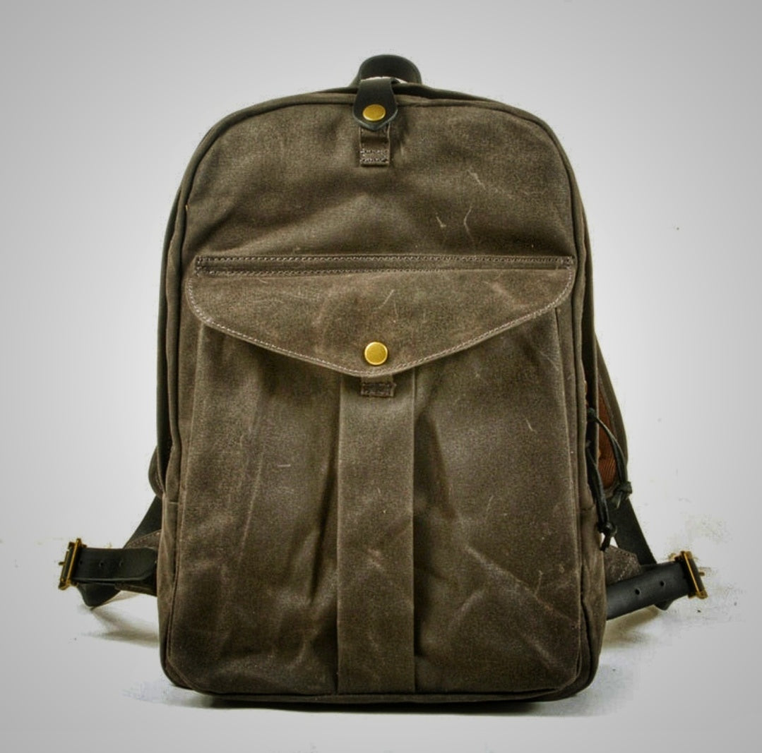 Vintage Waterproof American Backpack from Canvas - Grey Available at 2Fast2See.co