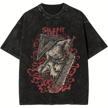 Silent Hill Graphic Tshirt Vintage Short Sleeve Tee Cotton Black