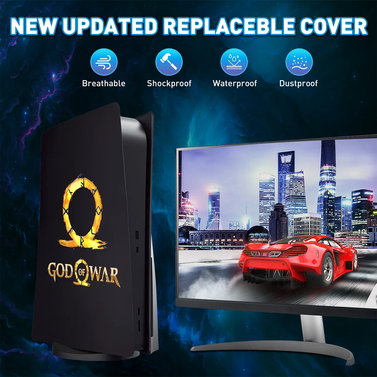 God of War Skin Plates For PS5 Console Faceplate Cover Disc/Digital