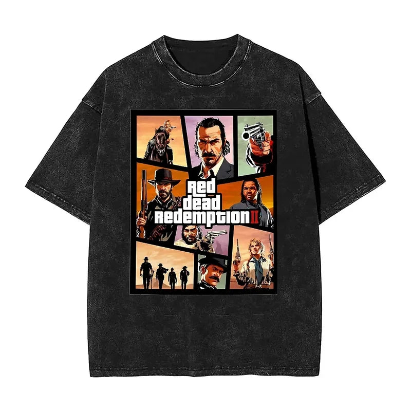 Red Dead Redemption 2 Oversized Washed Vintage Cotton Tshirt