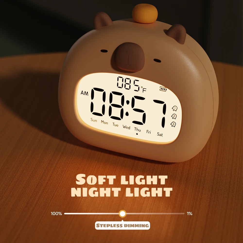 Retro Rechargeable Digital Bedside LED Clock with Temperature Display