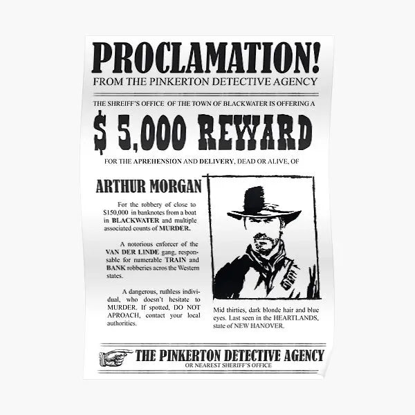 Red Dead Redemption Arthur Morgan Is Wanted Poster