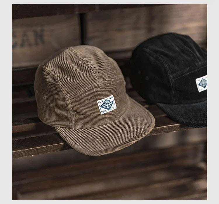 Retro NonStock 5 Panel Corduroy Hat with Snap Closure - Baseball Type Cap - Available at 2Fast2See.co