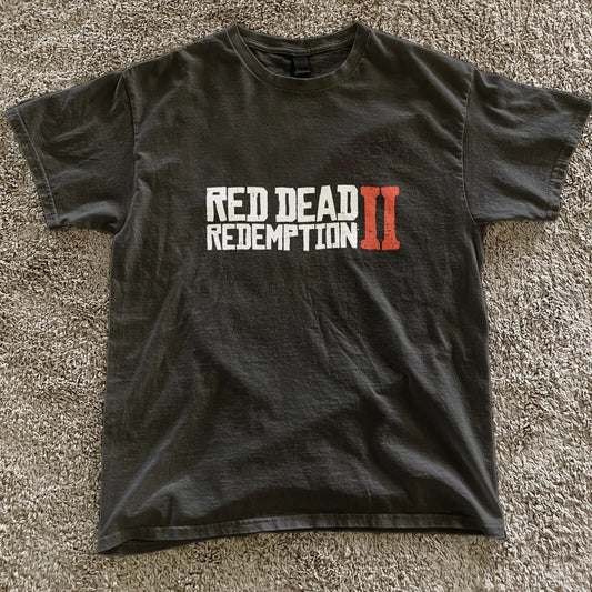 Red Dead Redemption 2 Vintage Gaming Tshirt - Black / L Available at 2Fast2See.co