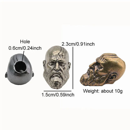 God of War White Brass Kratos Head Charm Accessory