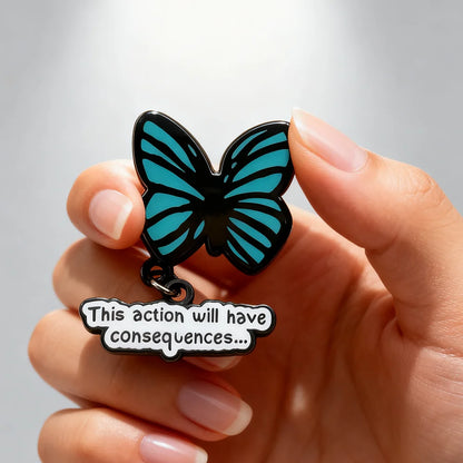 Life Is Strange This Action Will Have Consequences Butterfly Enamel Brooch with Keychain