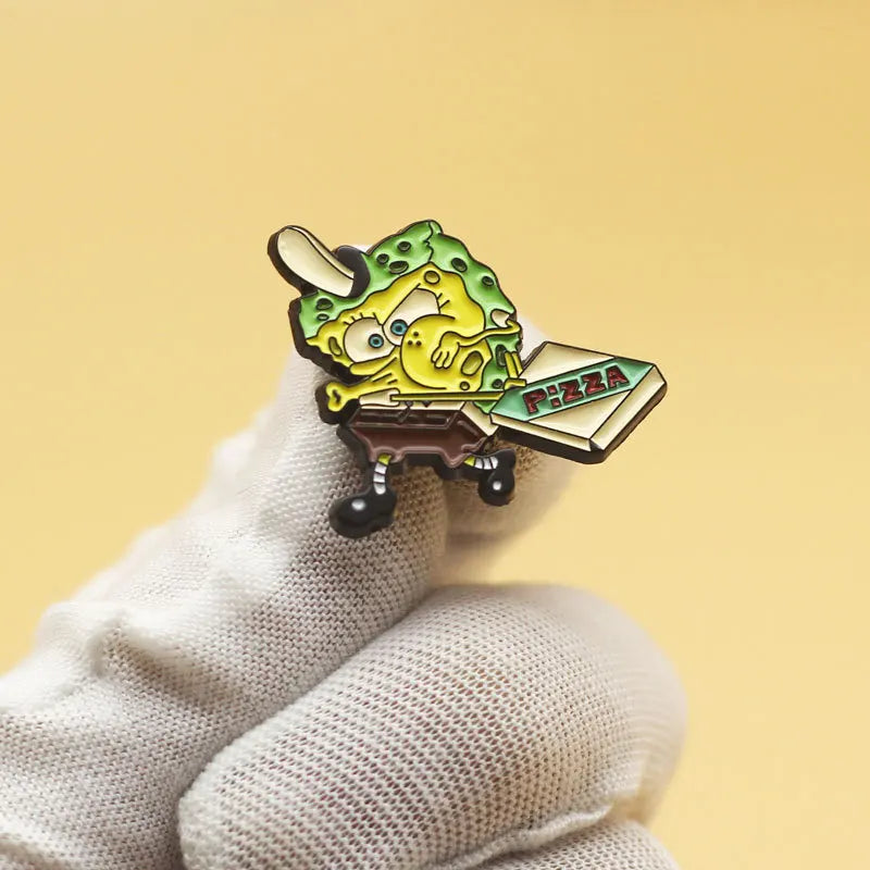 Spongebob with Pizza Enamel Pin - Available at 2Fast2See.co