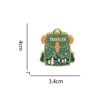 Traveler Backpack Lapel Pin Green Camping Outdoors