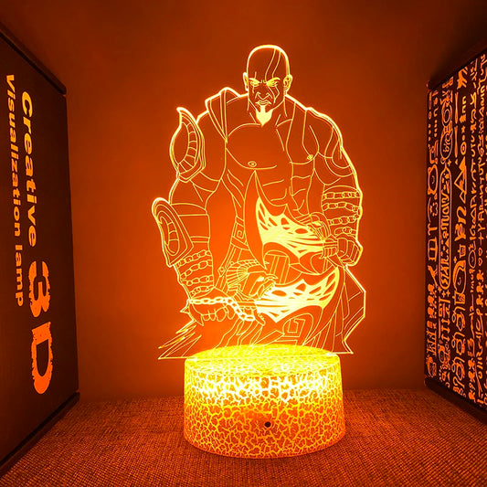God of War Figure Kratos 3D Led Night Light - Black Base Available at 2Fast2See.co