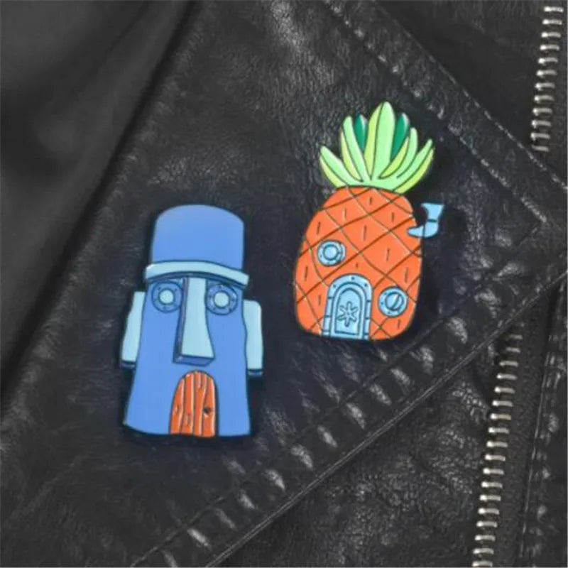 SpongeBob's & Squidward's House Enamel Pins - Available at 2Fast2See.co