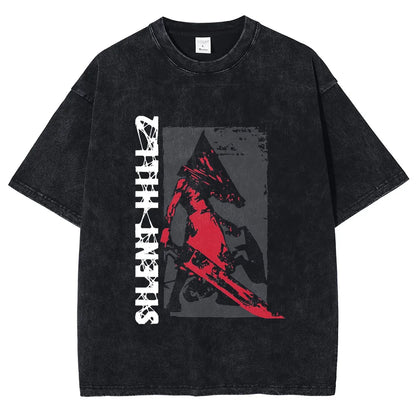 Silent Hill 2 Inspired Gaming Tshirt 100% Cotton Washed Black Tee
