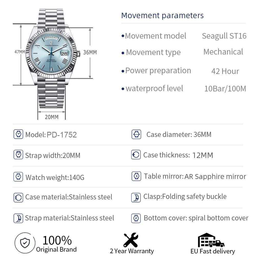 PAGANI DESIGN Luxury Men's Watch 2024 New Mechanical Automatic - Available at 2Fast2See.co