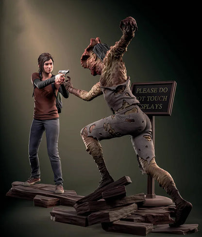 The Last of Us Ellie Shooting a Clicker 3D Printed Diorama (Not Painted) - Available at 2Fast2See.co