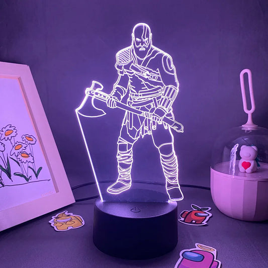 God Of War 4 3D Night Lamp - 16 Colors + Remote / Black Lamp Base Available at 2Fast2See.co