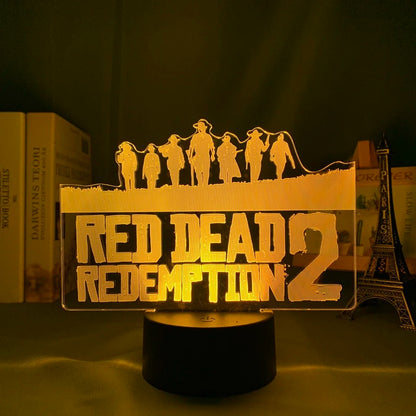 Red Dead Redemption 2 Acrylic 3D Led Night Lamp Bedroom Decor