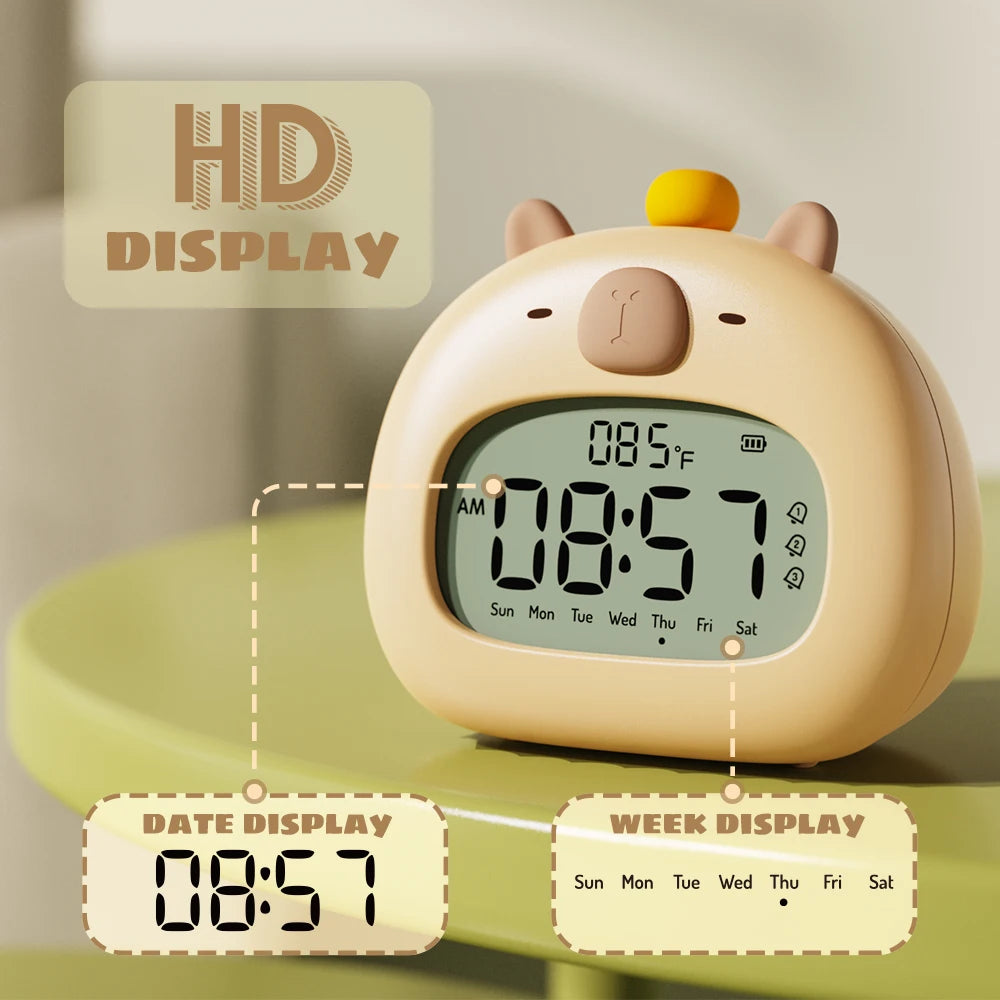 Retro Rechargeable Digital Bedside LED Clock with Temperature Display