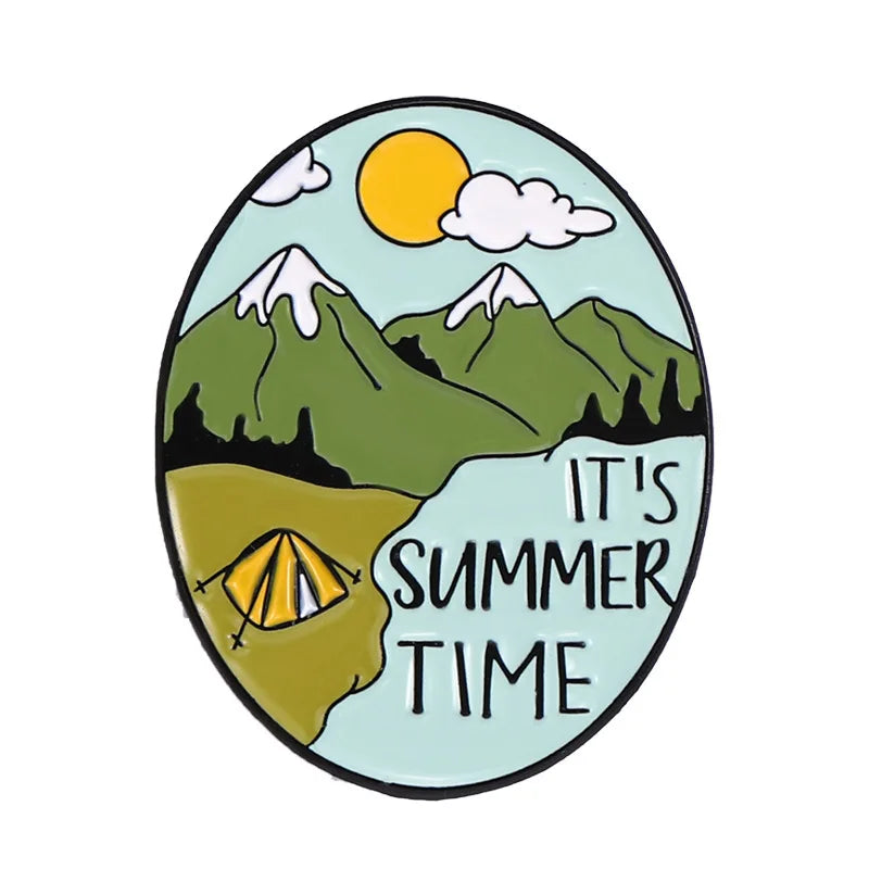 It's Summer Time Outdoors Camping Hiking Enamel Pin Brooch