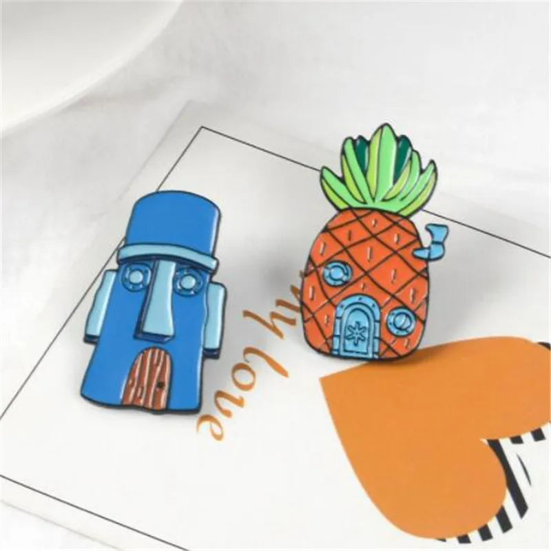 SpongeBob's & Squidward's House Enamel Pins - Available at 2Fast2See.co